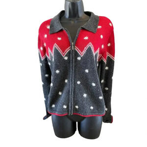 Vintage Women's Cardigan Sweater Snowflake Paul Harris Designs Christmas Small